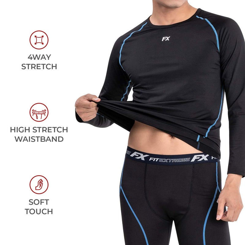 FITEXTREME MAXHEAT Mens Thermal Underwear Long Johns Set with Fleece Lined Black M - Image 3